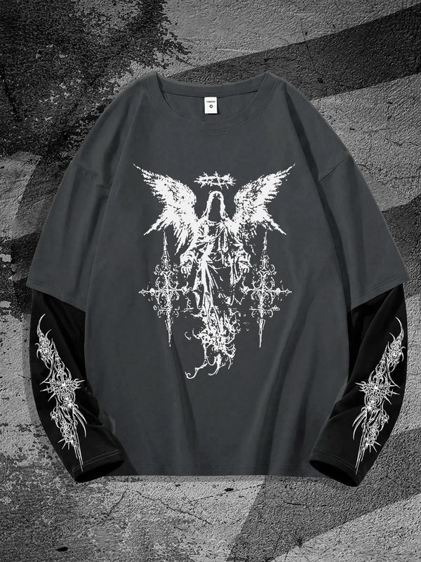 New Men'S Long-Sleeved T-Shirt for Spring and Autumn 2025 Casual Roller Skating 3D Printed Street Men'S Wear