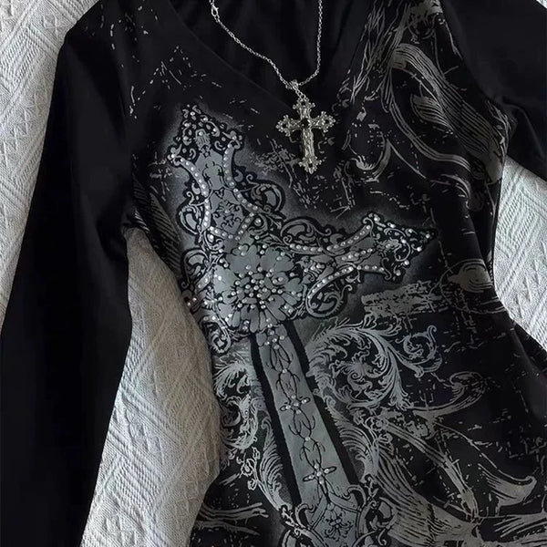 Blusa Punk Vintage para mujer Y2K