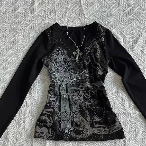 Blusa Punk Vintage para mujer Y2K