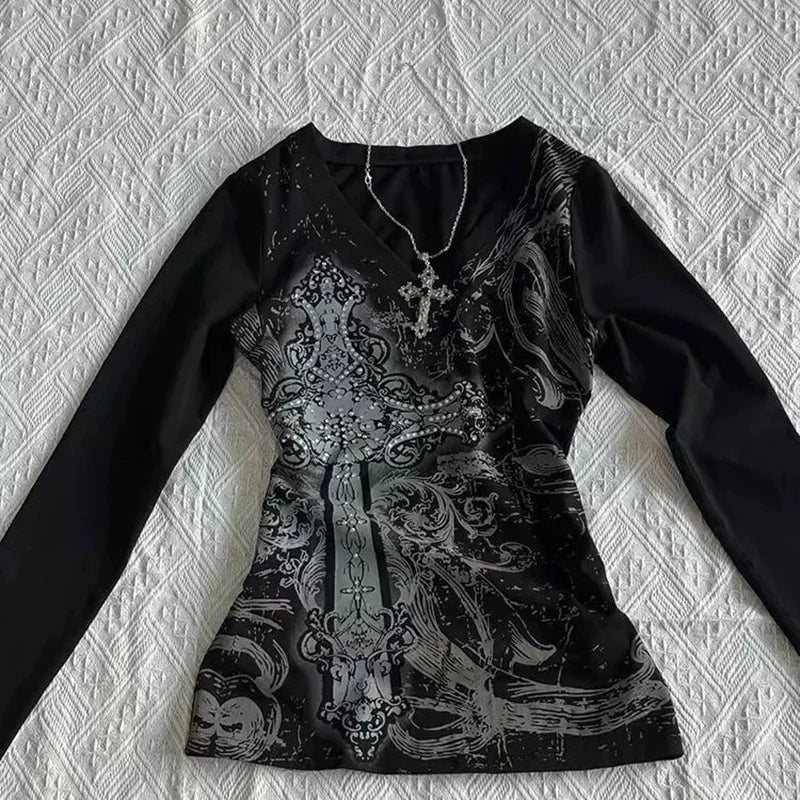 Blusa Punk Vintage para mujer Y2K