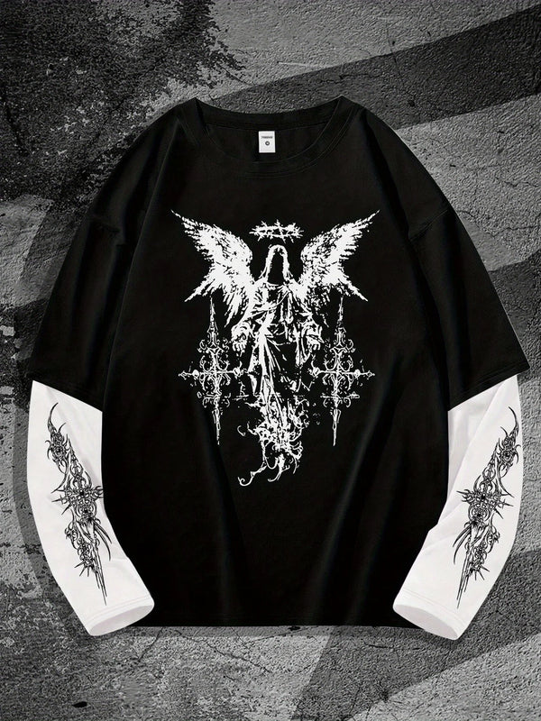New Men'S Long-Sleeved T-Shirt for Spring and Autumn 2025 Casual Roller Skating 3D Printed Street Men'S Wear