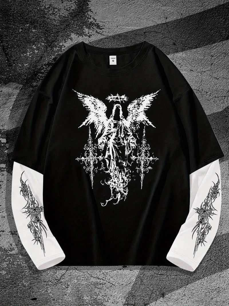 New Men'S Long-Sleeved T-Shirt for Spring and Autumn 2025 Casual Roller Skating 3D Printed Street Men'S Wear